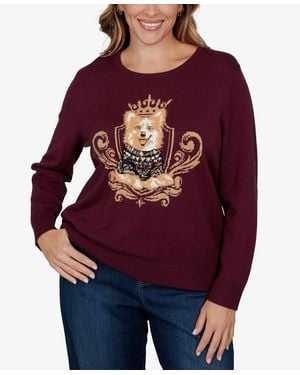 Ruby Rd. Plus Size Corgi Graphic Long-sleeve Pullover - Red
