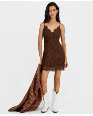 And Now This Lace Mini Slip Dress - Brown