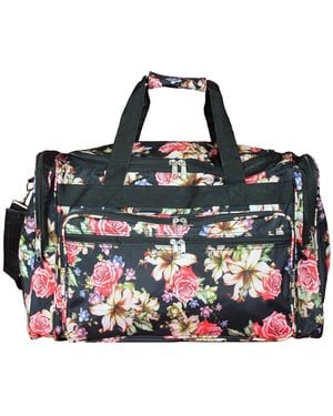 World Traveler Floral 16-inch Gym Bag Duffle Bag - Black