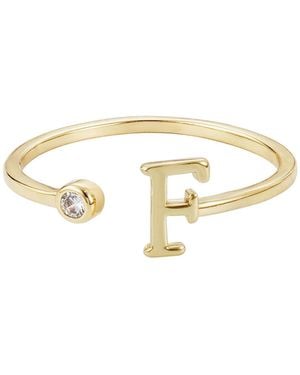 Adornia Gold Adjustable Cubic Zirconia Initial Ring - Metallic