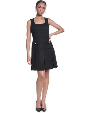 KARL LAGERFELD Knit Tweed Shift Dress - Black