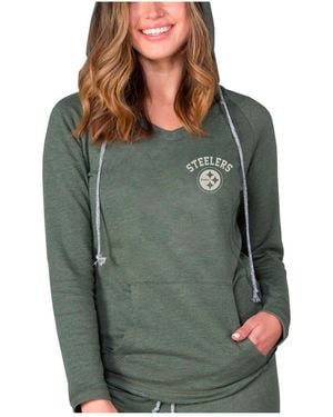 Concepts Sport Pittsburgh Steelers Mainstream Terry Tri-blend V-neck Pullover Hoodie - Green