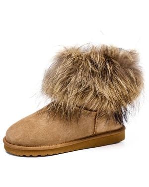 Pazstor Shearling And Raccoon Hair Boots Cy2469 - Brown