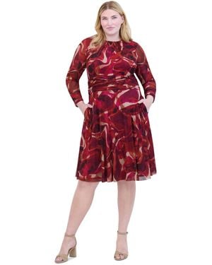 Jessica Howard Plus Size Velvet Faux wrap Midi Dress in Red Lyst