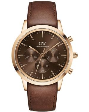 Daniel Wellington Chronograph Leather Watch - Brown