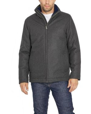 Izod Wool Harrington Jacket With Knit Collar - Black
