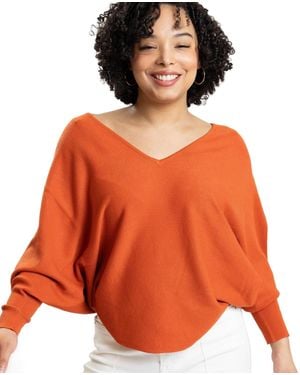 Caldwell Collection Jennifer V-neck Dolman Sleeve Sweater - Orange
