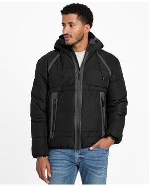 Guess Hooded Ripstop Puffer Jacket - Black