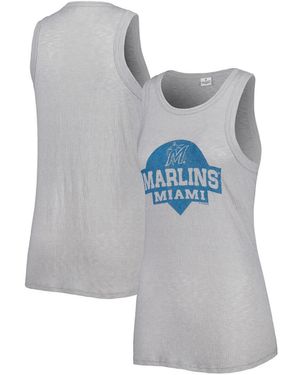 Soft As A Grape Miami Marlins Tri-blend Tank Top - Blue