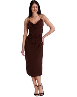 Siena Jewelry Jersey Midi Cowl Neck Dress - Red