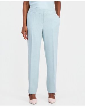 Kasper Petite Fly-front Slim Straight Leg Pants - Blue