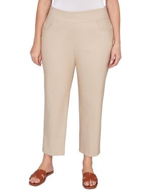 Ruby Rd. Plus Size Silk Tech Pull-on Ankle Straight-leg Pants - Natural