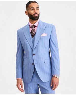 Tayion Collection Classic-fit Pinstripe Suit Separates Jacket - Blue