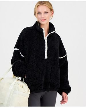 ID Ideology Sherpa Half-zip Mock Neck Pullover - Black