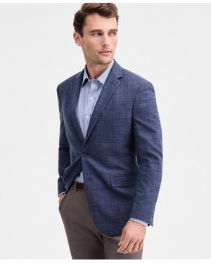 Kenneth Cole Slim-fit Techni-cole Plaid Sport Coat - Blue