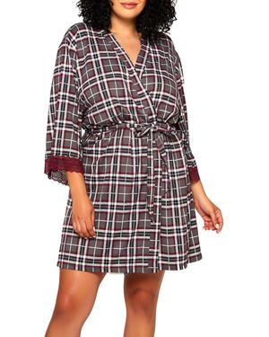 iCollection Plus Size Jessie Cozy Robe - Gray