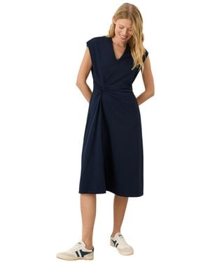 Pact Cotton Jersey V-neck Twist Dress Made - Blue