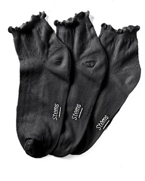 Stems 3-pack Pointelle Mid Crew Socks - Black