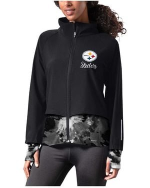 MSX by Michael Strahan Pittsburgh Steelers Grace Raglan Full-zip Running Jacket - Black