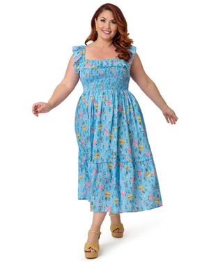 Unique Vintage Plus Size 1960s Midi Dress - Blue