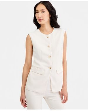 Anne Klein Four-button Tailored Vest - White