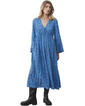 Finery London Laura V-neck Animal Print Midi Dress - Blue