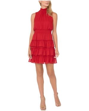 Cece Mock-neck Tiered-ruffle Dress
