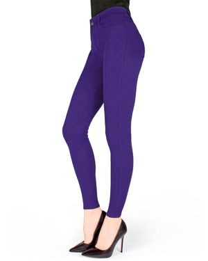 Memoi Pants-style Ponte Basic Pocket leggings - Purple
