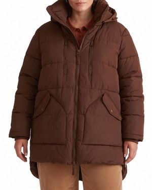 UNIVERSAL STANDARD Plus Size Matterhorn Mid Hooded Puffer - Brown