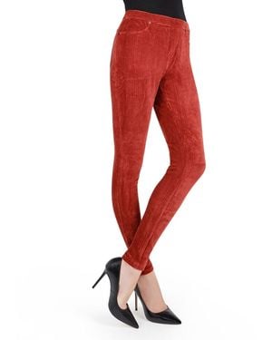 Memoi Wide Rib Corduroy leggings - Red