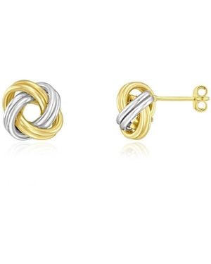The Lovery Two Tone Knot Stud Earrings 18k Gold And Sterling Silver - Metallic