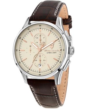Maserati Chronograph Leather Watch - White