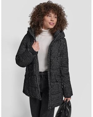 DKNY Belted Hooded Puffer Coat - Black