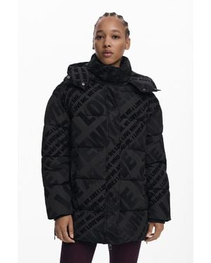 Desigual Padded Quilted Coat, Polyester - Black