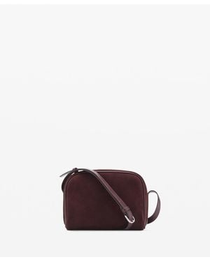 Mango Suede Leather Shoulder Bag - Purple