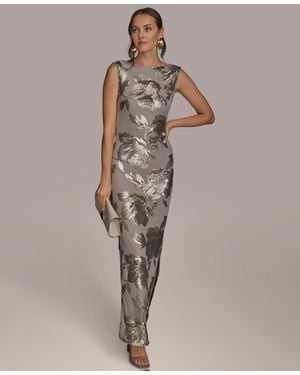 Donna Karan Floral-sequined Gown - Natural