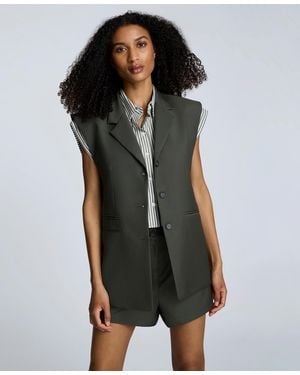 Kenneth Cole Luxe Twill Sleeveless Blazer - Black
