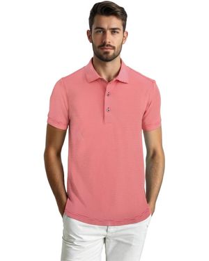 Scott Barber Micro Stripe Performance Polo - Pink