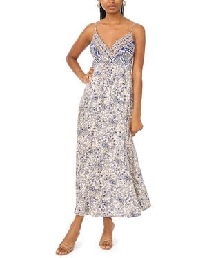 Msk Flowy Tie-front V-neck Midi Dress - Multicolor