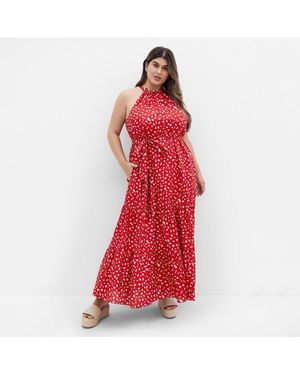 City Chic Plus Size Kiana Print Maxi Dress - Red