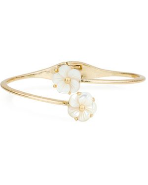 Patricia Nash Gold-tone Fruit Collection Flower Cuff Bangle - White