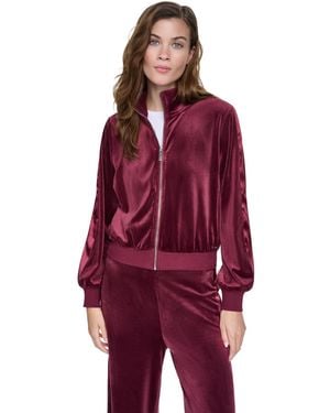 DKNY Petite Mock-neck Zip-front Jacket - Red