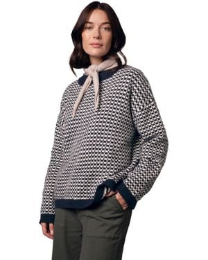 Celtic & Co. Micro Check Funnel Neck Sweater - Gray