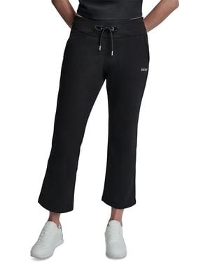 DKNY Metallic Bubble Mid-rise Crop Flare Pants - Black