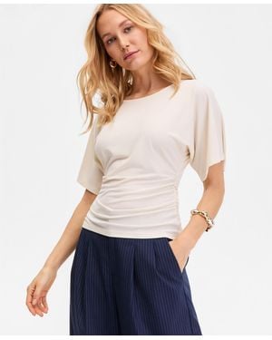 INC International Concepts Ruched-waist Short-sleeve T-shirt - White