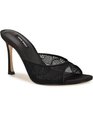 Nine West Kiscop Lace Slip-on Stiletto Sandals - Black
