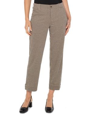 Liverpool Los Angeles Petite Houndstooth Cropped Utility Pants - Gray