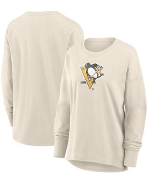 Fanatics Pittsburgh Penguins Distressed Logo Long Sleeve T-shirt - White