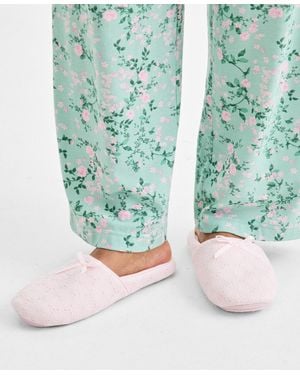Charter Club Eyelet Round-toe Slippers - Green