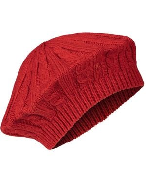 Ralph Lauren Core Cable Knit Beret Hat - Red